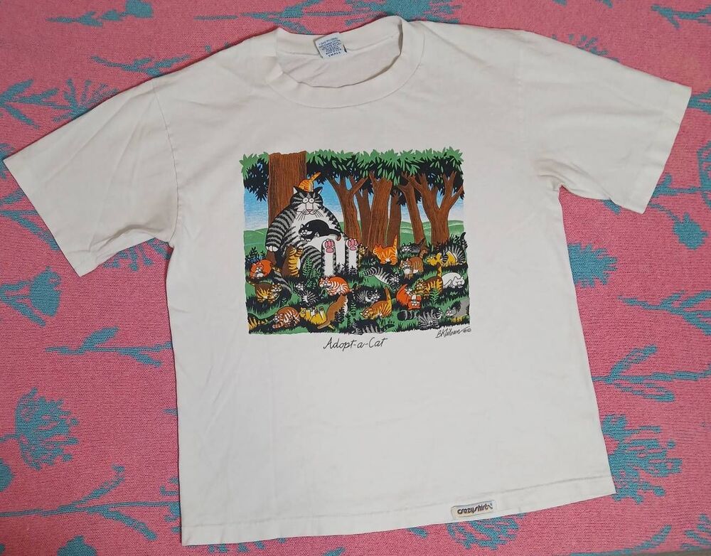 Vintage crazy shirt Hawaiian tshirt adopt a cat shortsleeve